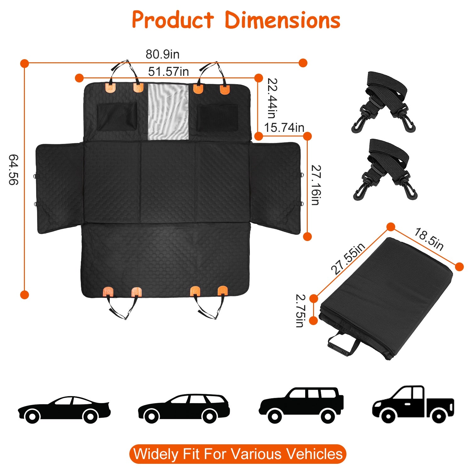 Waterproof Dog Car Seat Cover with Zipper Mesh Window – Heavy Duty Back Seat Protector for SUVs & Trucks