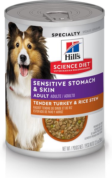 Hill's Science Diet Adult Sensitive Stomach & Skin Tender Turkey & Rice Stew Canned Dog Food By Hill's Science Diet (12.5-oz can, case of 12)