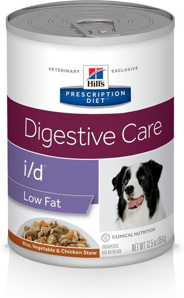Hill's Prescription Diet i/d Digestive Care Low Fat Rice, Vegetable & Chicken Stew Wet Dog Food (12.5-oz can, case of 24)
