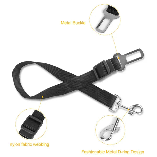 Adjustable Dog Car Seat Belt (2-Pack) – Heavy Duty Safety Tether for Secure Pet Travel
