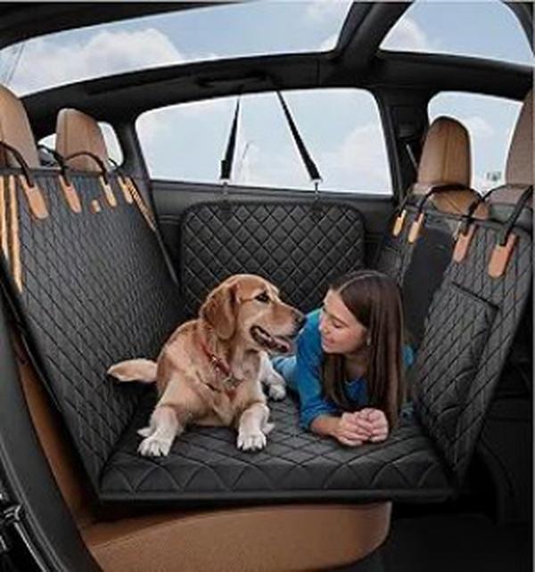 Heavy Duty Dog Car Seat Cover with Hard Bottom Support – Waterproof Back Seat Hammock for Large Dogs (400lbs Capacity)