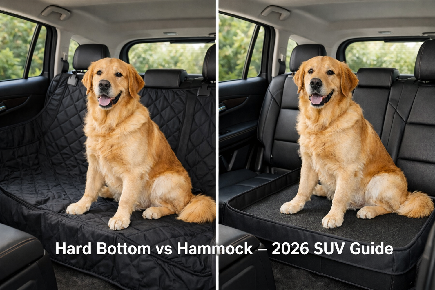 Hard bottom vs hammock dog seat cover comparison for SUVs
