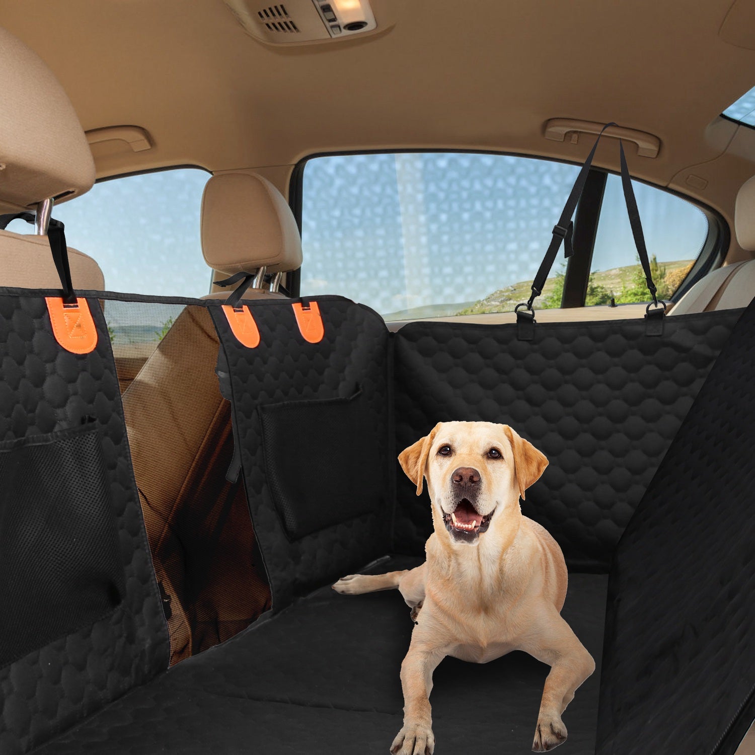 Waterproof Dog Car Seat Cover with Zipper Mesh Window – Heavy Duty Back Seat Protector for SUVs & Trucks