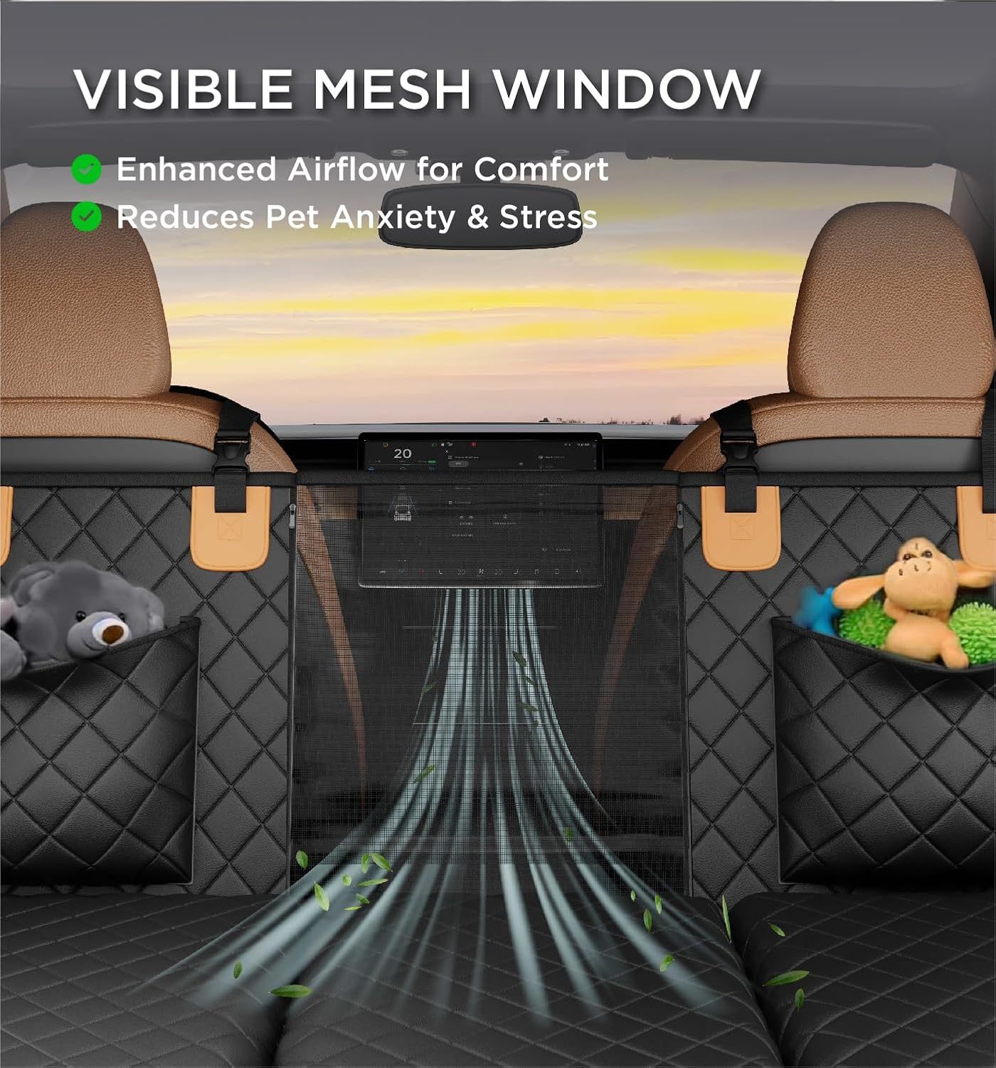 Heavy Duty Dog Car Seat Cover with Hard Bottom Support – Waterproof Back Seat Hammock for Large Dogs (400lbs Capacity)