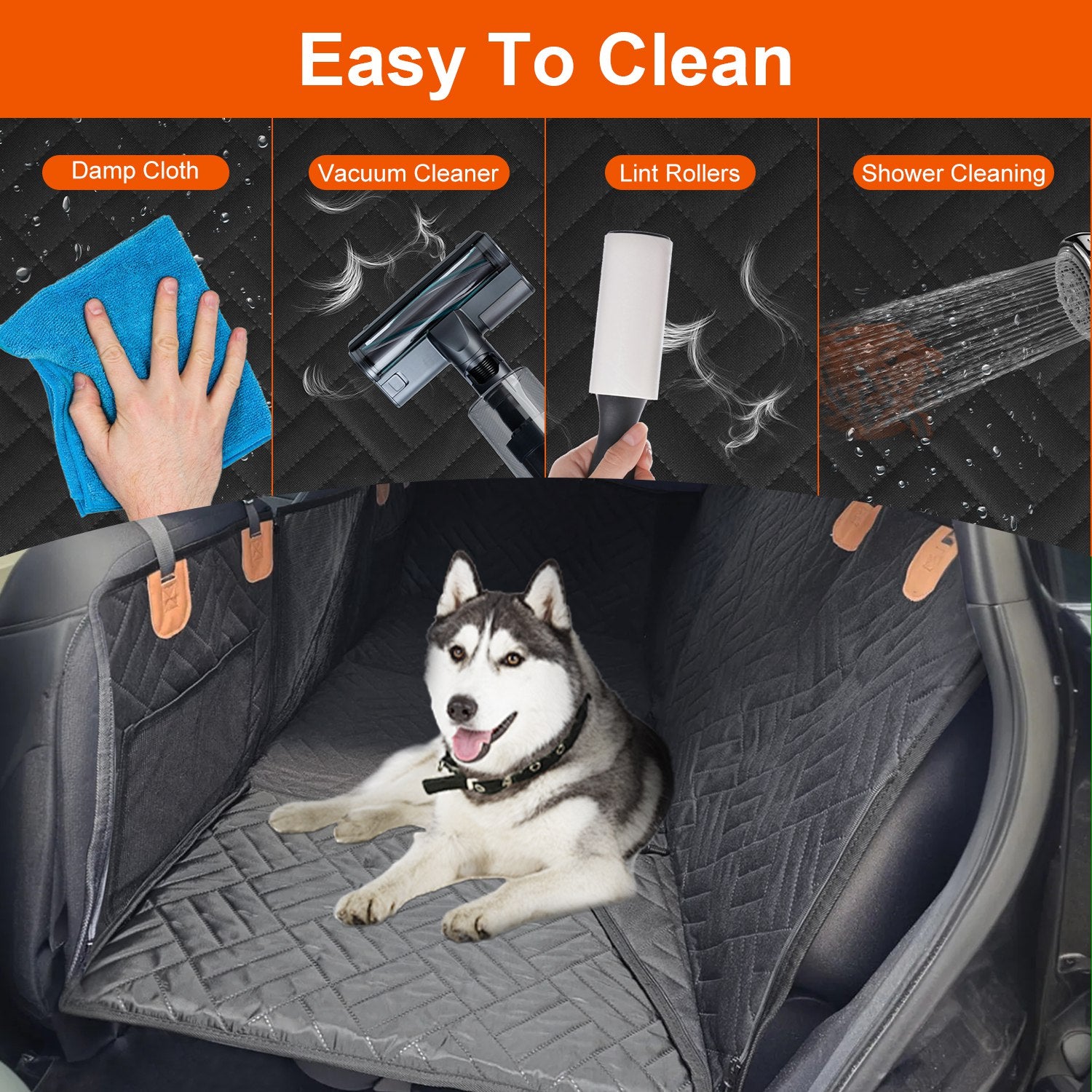 Waterproof Dog Car Back Seat Cover with Side Flaps – Full Bench Protection