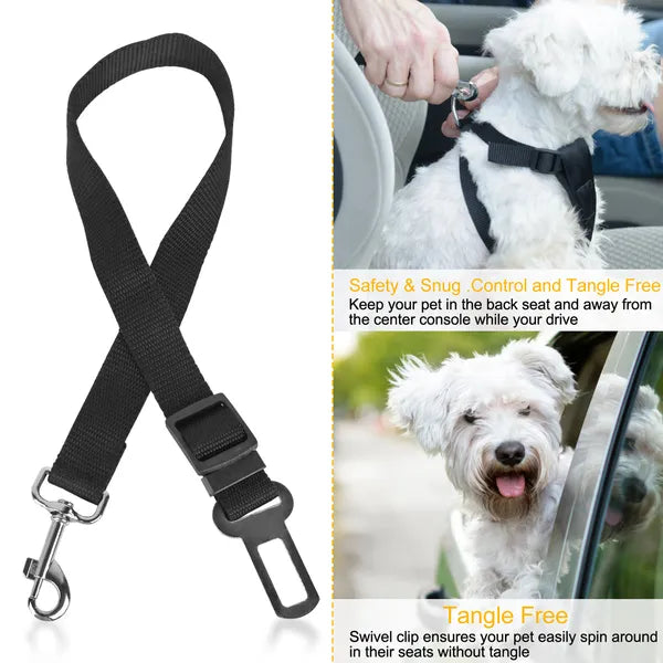 Adjustable Dog Car Seat Belt (2-Pack) – Heavy Duty Safety Tether for Secure Pet Travel