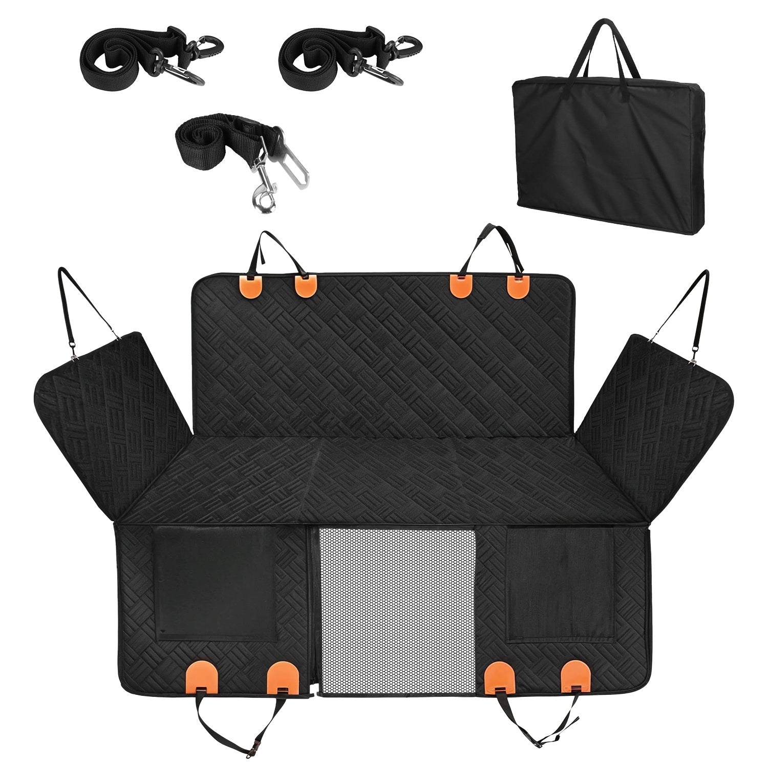 Waterproof Dog Car Back Seat Cover with Side Flaps – Full Bench Protection