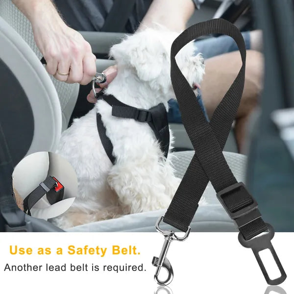 Adjustable Dog Car Seat Belt (2-Pack) – Heavy Duty Safety Tether for Secure Pet Travel