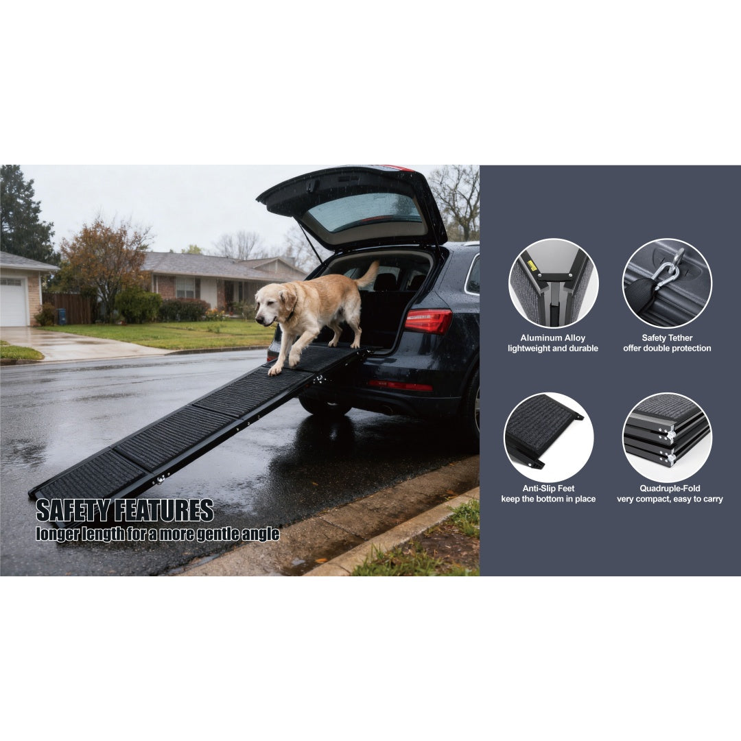 Extra Long Dog Ramp for Car – 71” Portable Foldable Pet Ramp for SUVs, Trucks & Large Dogs