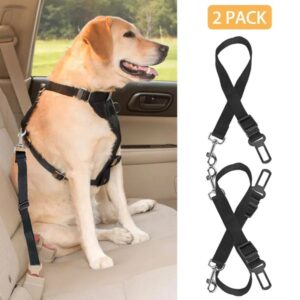 Adjustable Dog Car Seat Belt 2-Pack – Heavy Duty Safety Tether for All Dogs, Universal Fit