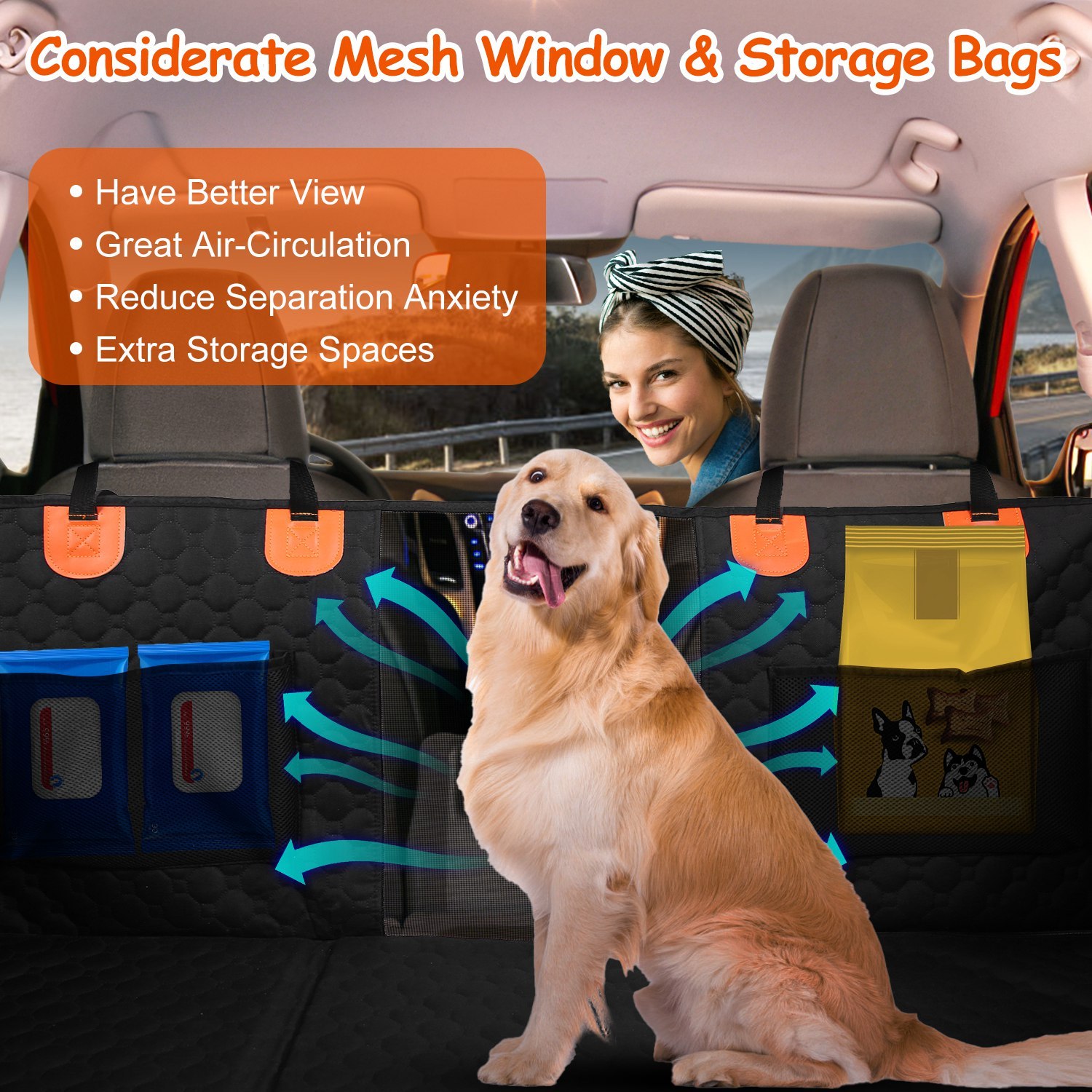 Dog Car Back Seat Cover with Kick Protection Flaps — Waterproof 600D - Image 5