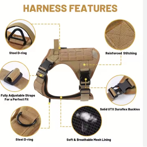 Tactical Dog Car Harness — No-Pull Reflective Vest with Metal Buckle for Large Dogs - Image 4