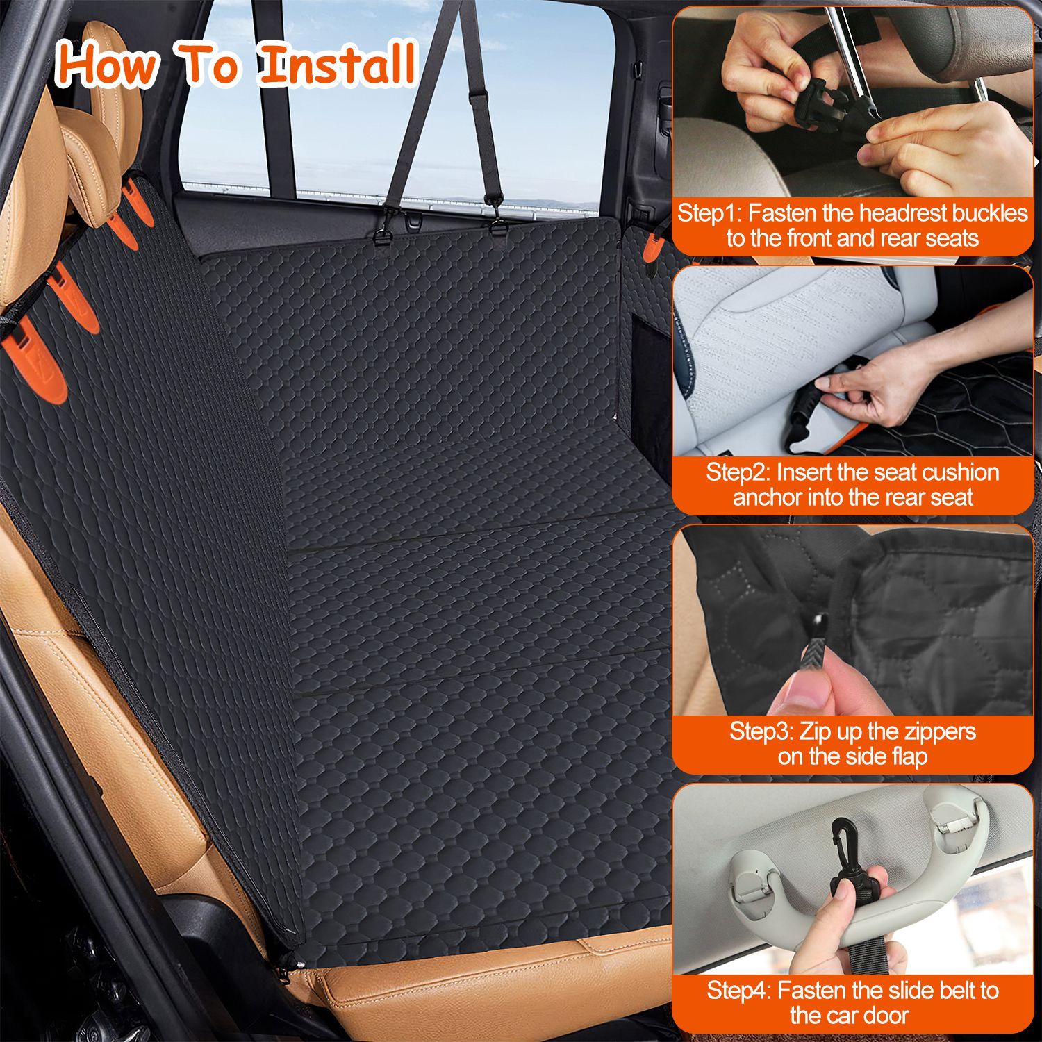 Dog Car Back Seat Cover with Kick Protection Flaps — Waterproof 600D - Image 6