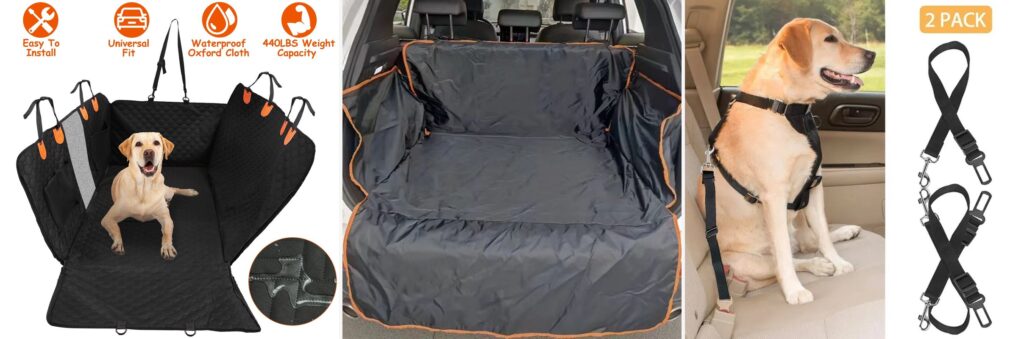 Only4MyPets complete dog car protection kit bundle with seat cover cargo liner and seat belt