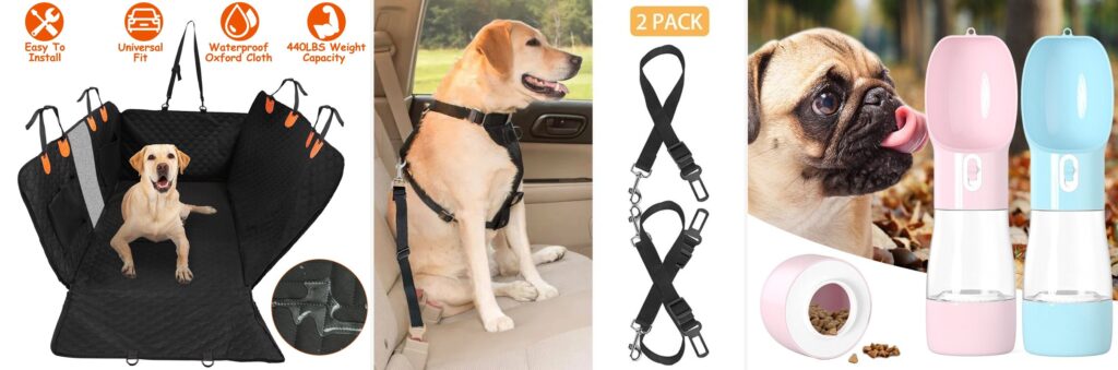 Only4MyPets dog road trip kit bundle with seat cover water bottle and travel essentials