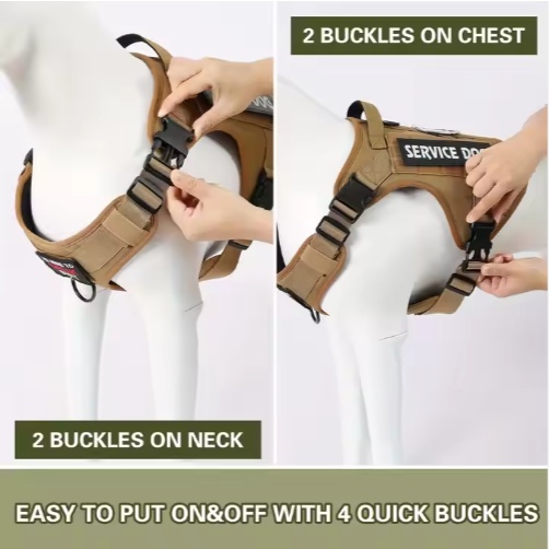 Tactical Dog Car Harness — No-Pull Reflective Vest with Metal Buckle for Large Dogs - Image 3